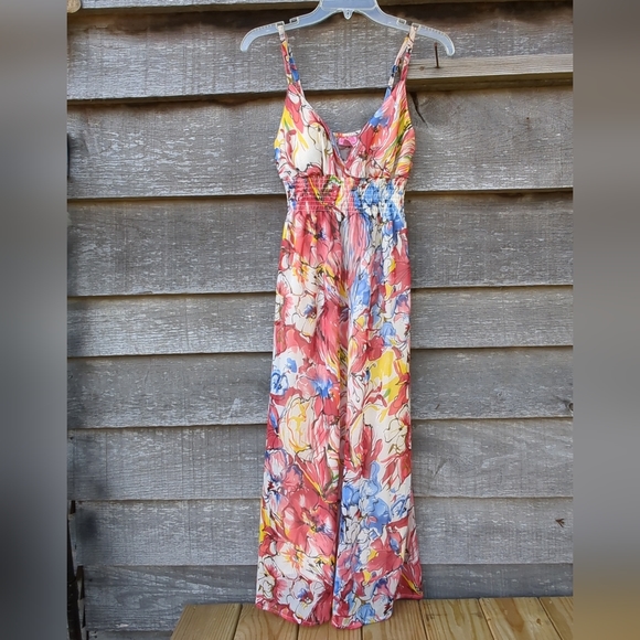 ♨️🌹 Floral Maxi Dress Spaghetti Straps Polyester Soft - Summer Attire - Picture 3 of 13
